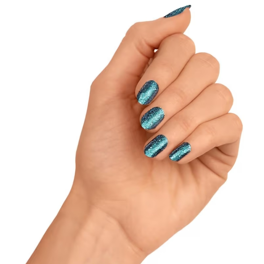 Alaskan Sky Color Street Glittery Teal Press-On Nail Wraps